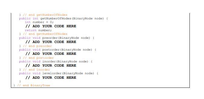 Complete Six Methods In Java Program Binarytree Java To Get The Height Of The Binary Tree To Get The Number Of Nodes 4