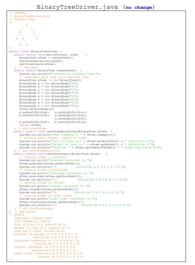 Complete Six Methods In Java Program Binarytree Java To Get The Height Of The Binary Tree To Get The Number Of Nodes 5