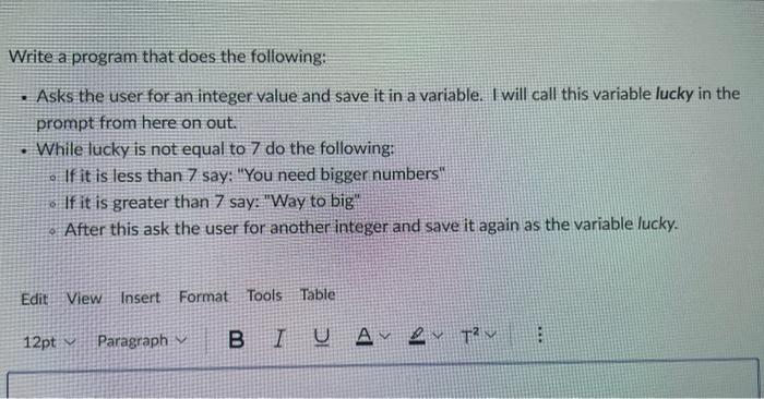 Write A Program That Does The Following Asks The User For An Integer Value And Save It In A Variable I Will Call Thi 1