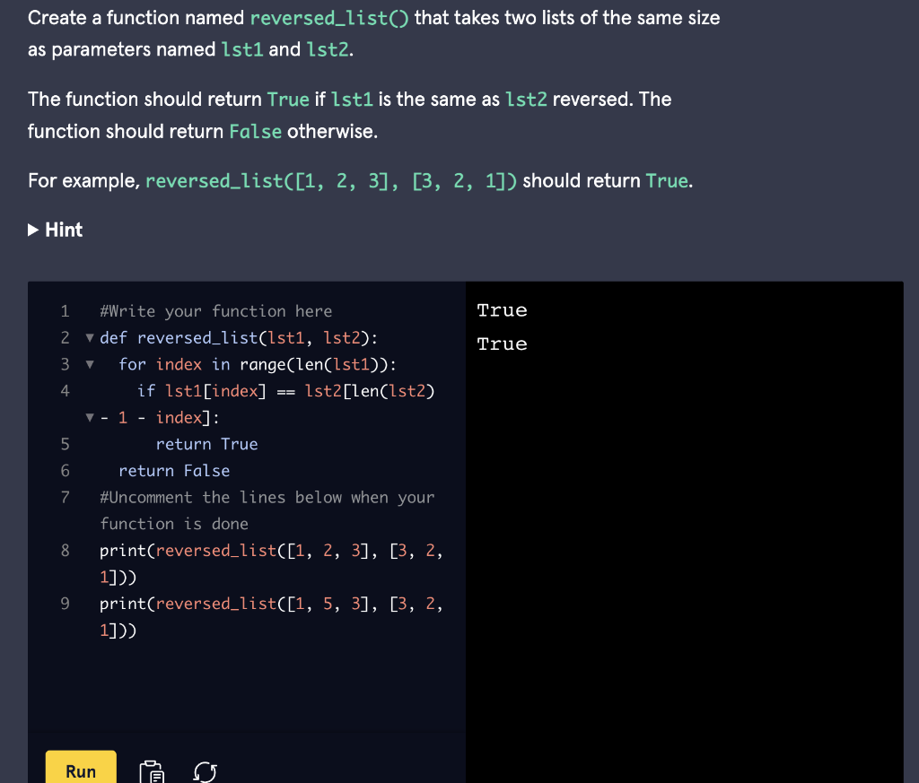 The Original Python Question And My Code And Here S The Provided Solution Why Does For Return Fa 1