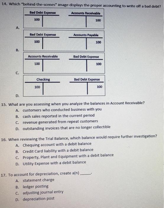 14 Which Behind The Scenes Imase Displays The Prover Accounting To Write Off A Bad Debt 15 What Are You Assessing W 1