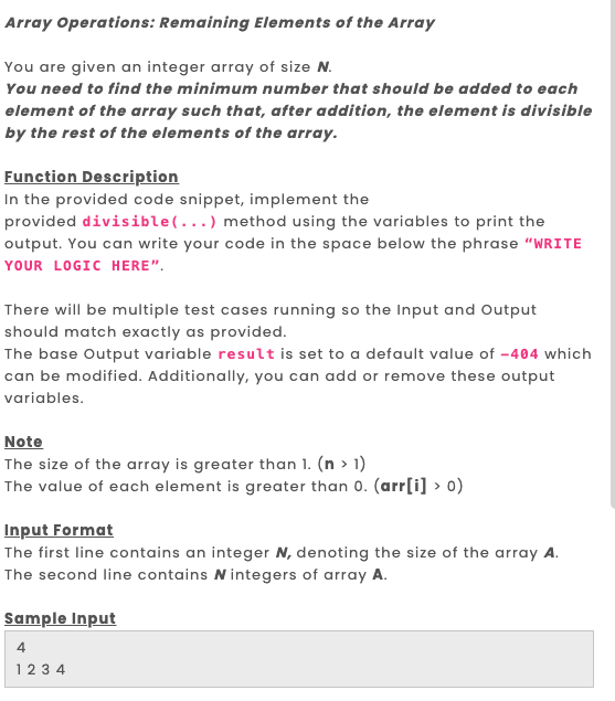 Array Operations Remaining Elements Of The Array You Are Given An Integer Array Of Size N You Need To Find The Minimum 1