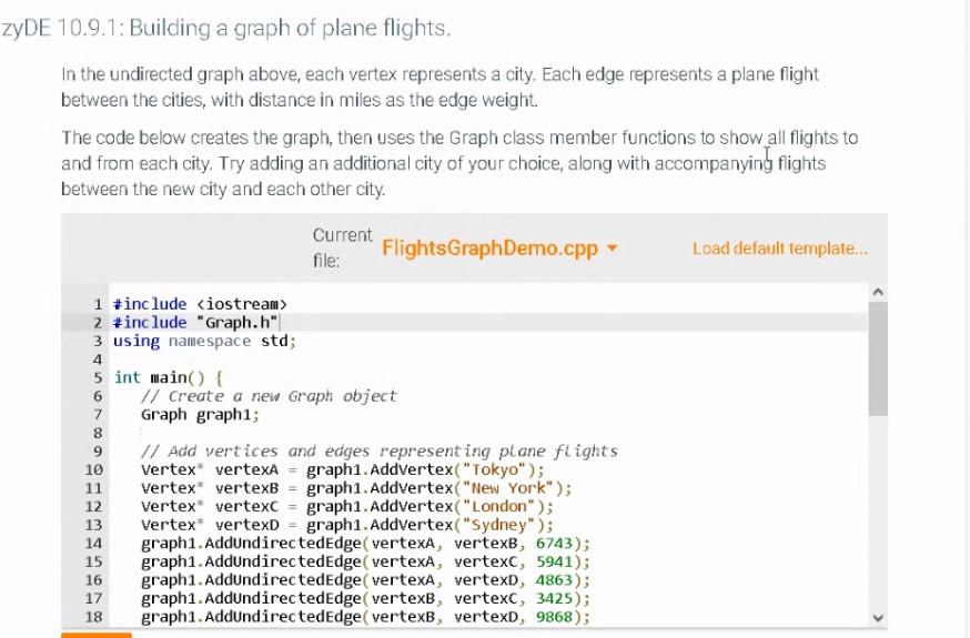 E 10 9 1 Building A Graph Of Plane Flights In The Undirected Graph Above Each Vertex Represents A City Each Edge Rep 1