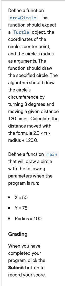 Define A Function Drawcircle This Function Should Expect A Turtle Object The Coordinates Of The Circle S Center Point 1