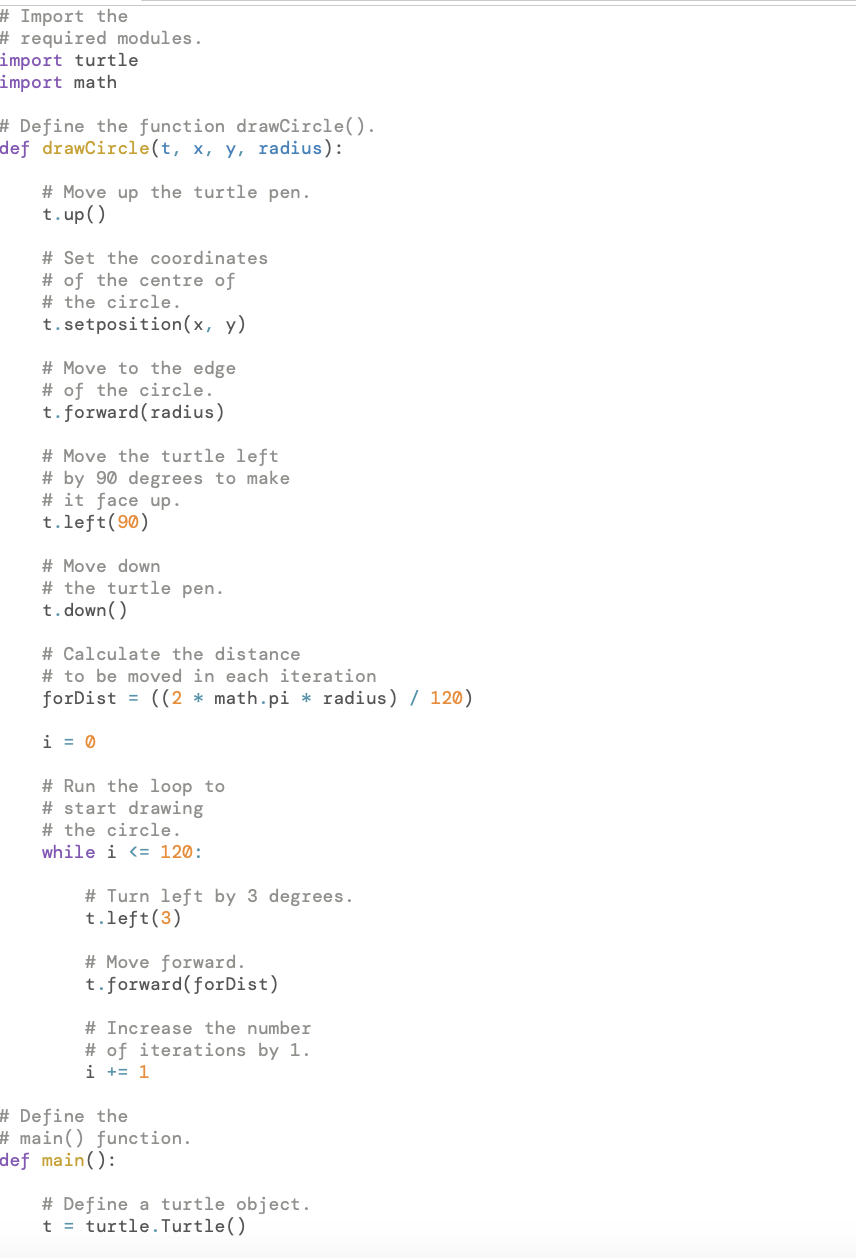 Define A Function Drawcircle This Function Should Expect A Turtle Object The Coordinates Of The Circle S Center Point 2