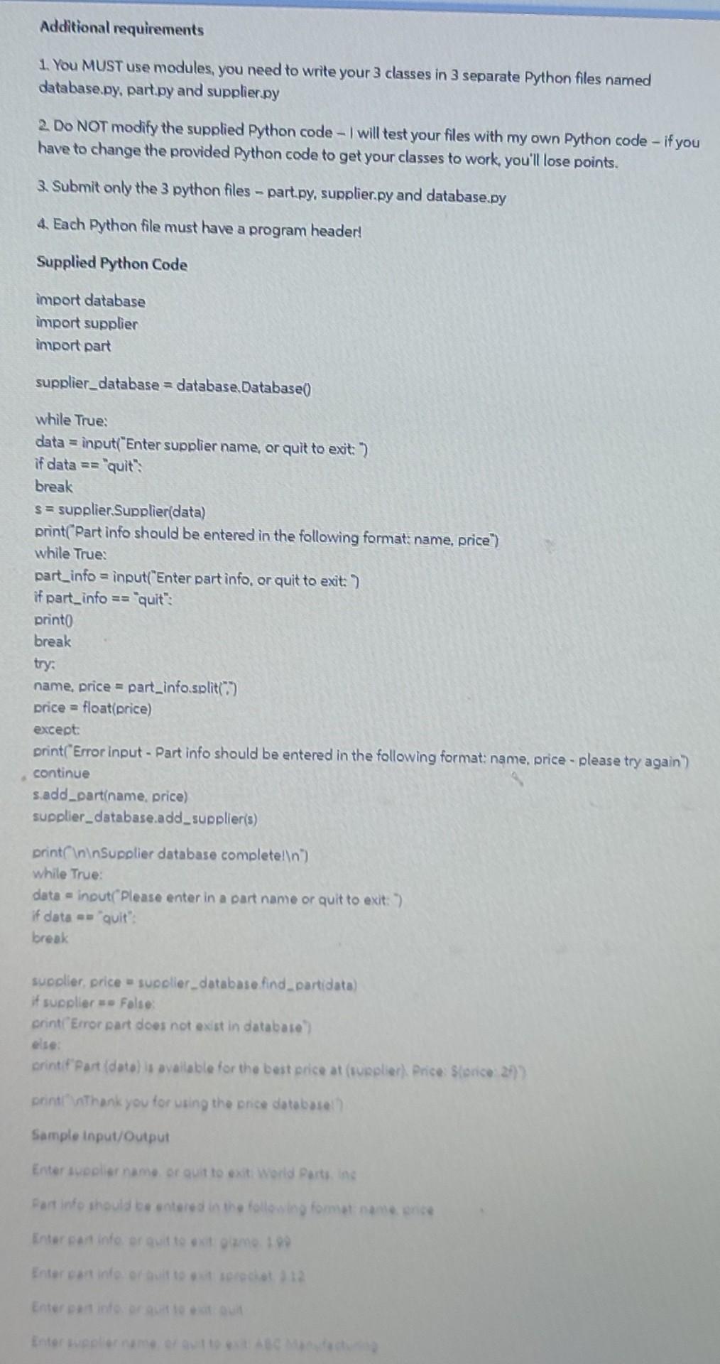 Hoping For Help Figuring Out A Python Assignment Your Work On The Last Project The Inventory Ordering System Was So We 2