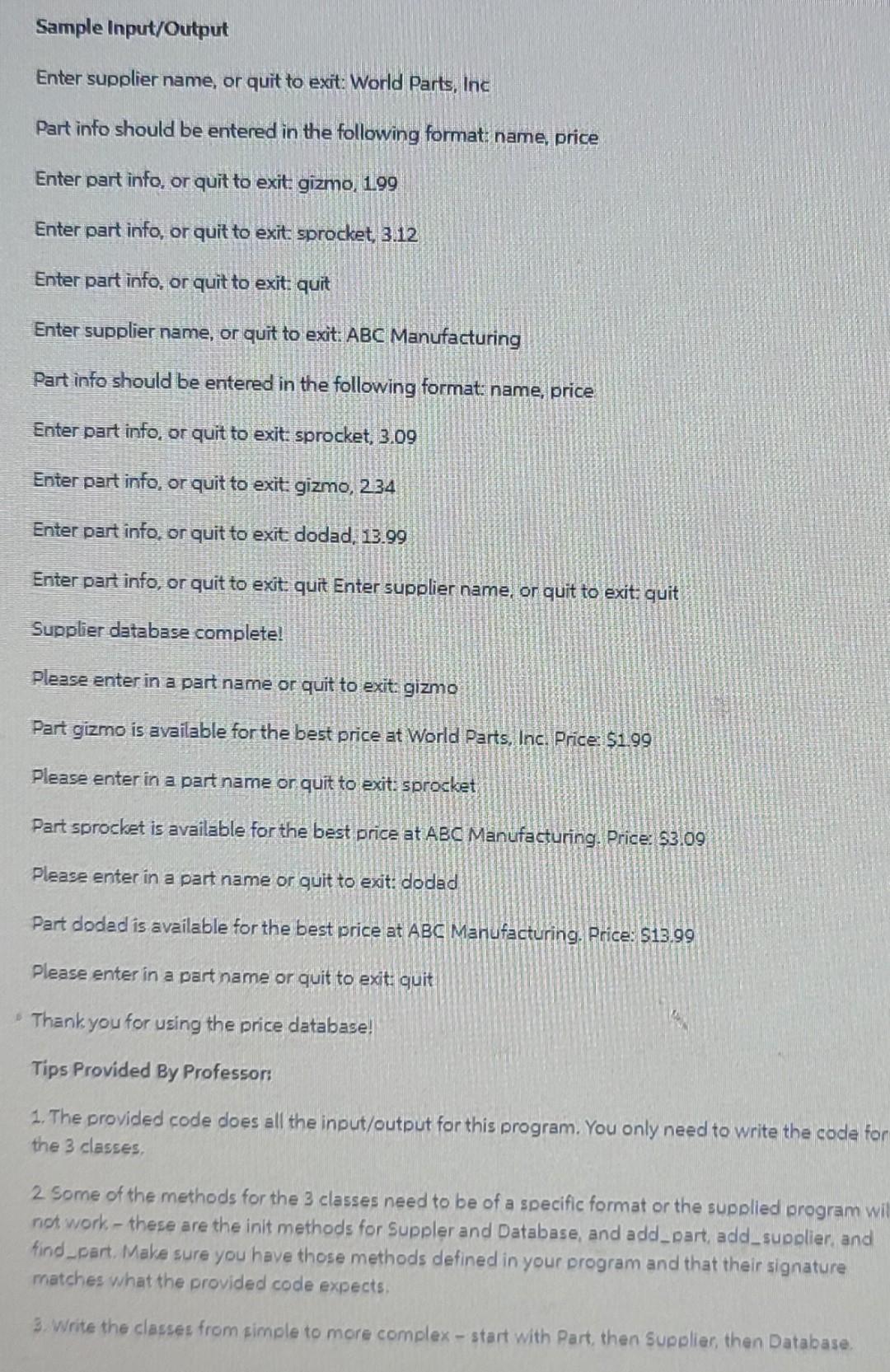 Hoping For Help Figuring Out A Python Assignment Your Work On The Last Project The Inventory Ordering System Was So We 3