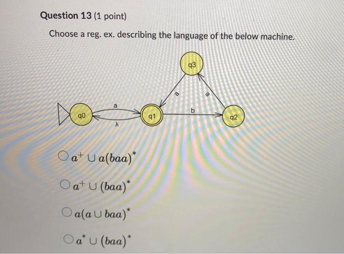 Choose A Reg Ex Describing The Language Of The Below Machine A A Baa A Baa 1