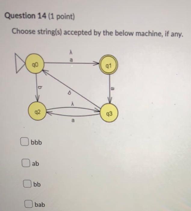 Choose String S Accepted By The Below Machine If Any Bbb Ab Bb Bab 1