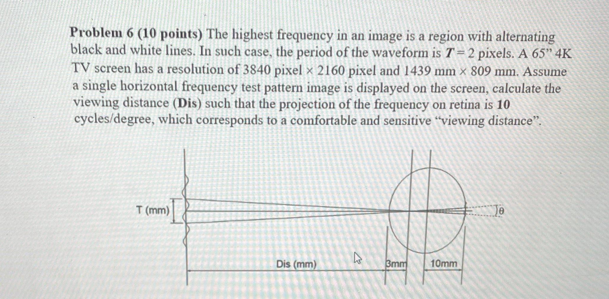 Problem 6 10 Points The Highest Frequency In An Image Is A Region With Alternating Black And White Lines In Such Cas 1