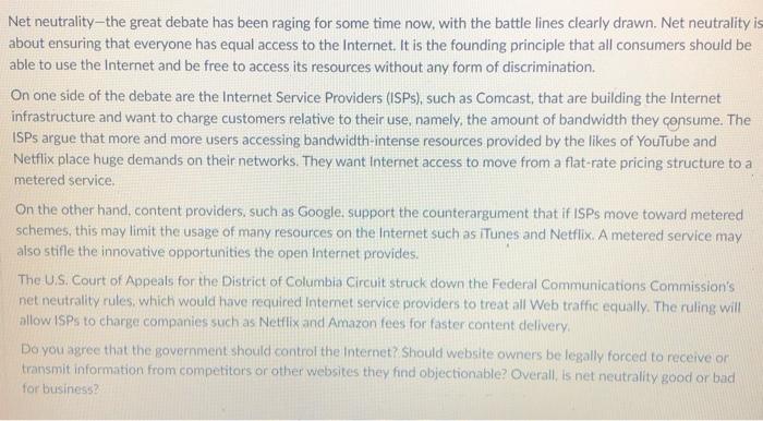 Net Neutrality The Great Debate Has Been Raging For Some Time Now With The Battle Lines Clearly Drawn Net Neutrality I 1