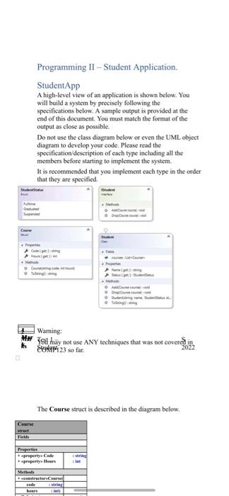 Programming Ii Student Application Studentapp A High Level View Of An Application Is Shown Below You Will Build A Sy 1