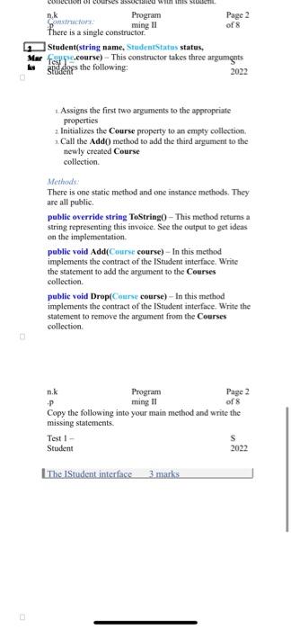 Programming Ii Student Application Studentapp A High Level View Of An Application Is Shown Below You Will Build A Sy 8