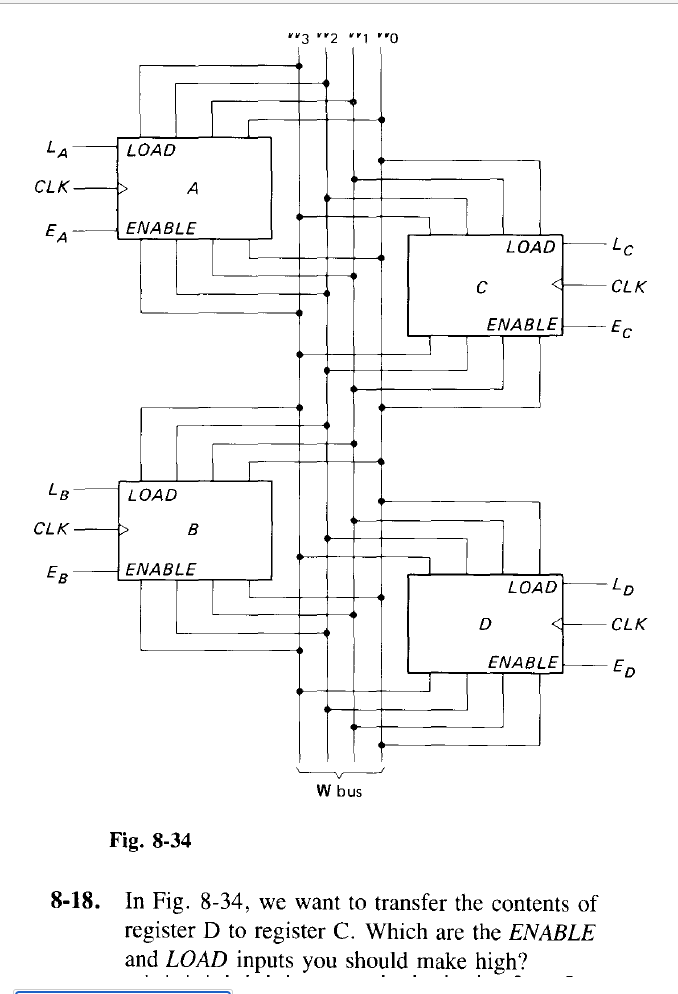8 18 In Fig 8 34 We Want To Transfer The Contents Of Register D To Register C Which Are The Enable And Load Inputs Y 1