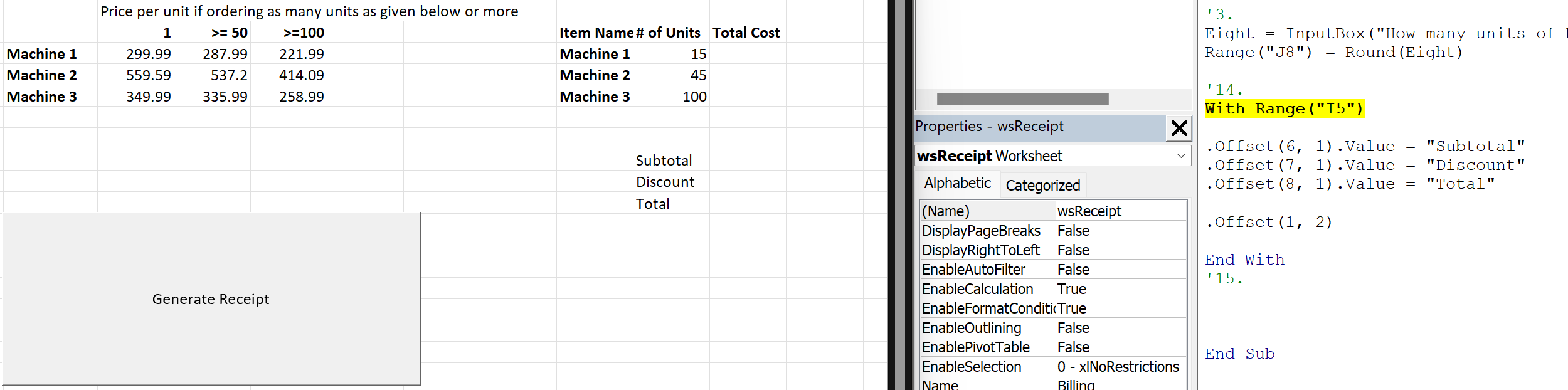 Can U Set This Up In Vba Excel Using I5 As Your Anchor Cell Which Means You Must Use Offset From I5 For All The Questio 1