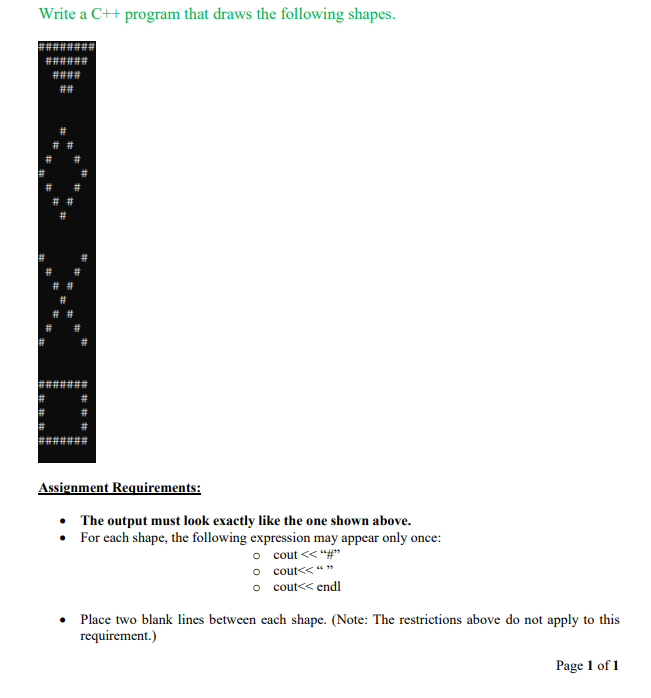 Write A Mathrm C Program That Draws The Following Shapes 1