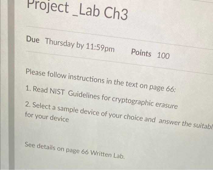 Please Follow Instructions In The Text On Page 66 1 Read Nist Guidelines For Cryptographic Erasure 2 Select A Sample 1