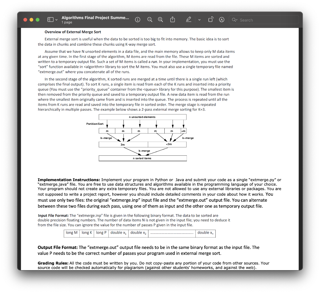 Overview Of External Merge Sort External Merge Sort Is Useful When The Data To Be Sorted Is Too Big To Fit Into Memory 1