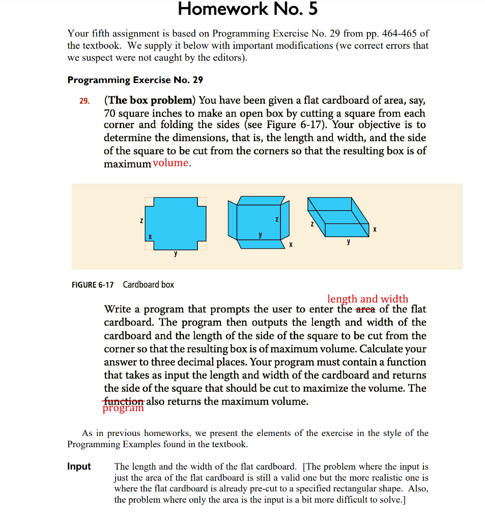 Your Fifth Assignment Is Based On Programming Exercise No 29 From Pp 464 465 Of The Textbook We Supply It Below With 1