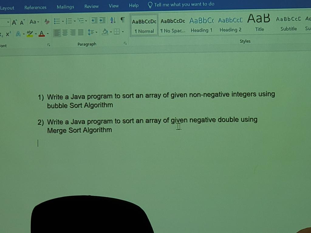 1 Write A Java Program To Sort An Array Of Given Non Negative Integers Using Bubble Sort Algorithm 2 Write A Java Prog 1