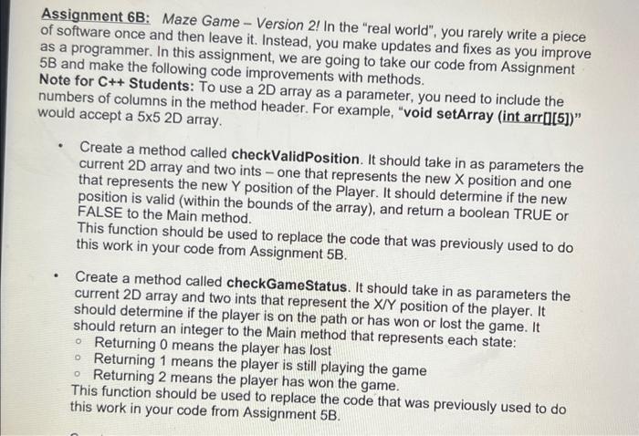 Assignment 6b Maze Game Version 2 In The Real World You Rarely Write A Piece Of Software Once And Then Leave It 1