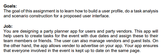 Goals The Goal Of This Assignment Is To Learn How To Build A User Profile Do A Task Analysis And Scenario Construction 1
