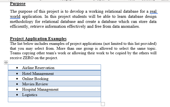 The Purpose Of This Project Is To Develop A Working Relational Database For A Real World Application In This Project St 1