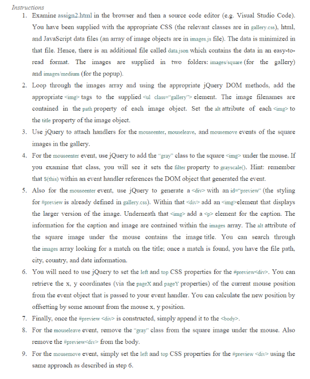 Overview The Intent Of This Assignment Is To Demonstrate Your Understanding Of Javascript And Jquery You Will Be Using 2