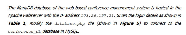 The Mariadb Database Of The Web Based Conference Management System Is Hosted In The Apache Webserver With The Ip Address 1
