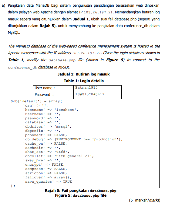 A Pangkalan Data Mariadb Bagi Sistem Pengurusan Persidangan Berasaskan Web Dihoskan Dalam Pelayan Web Apache Dengan Ala 1