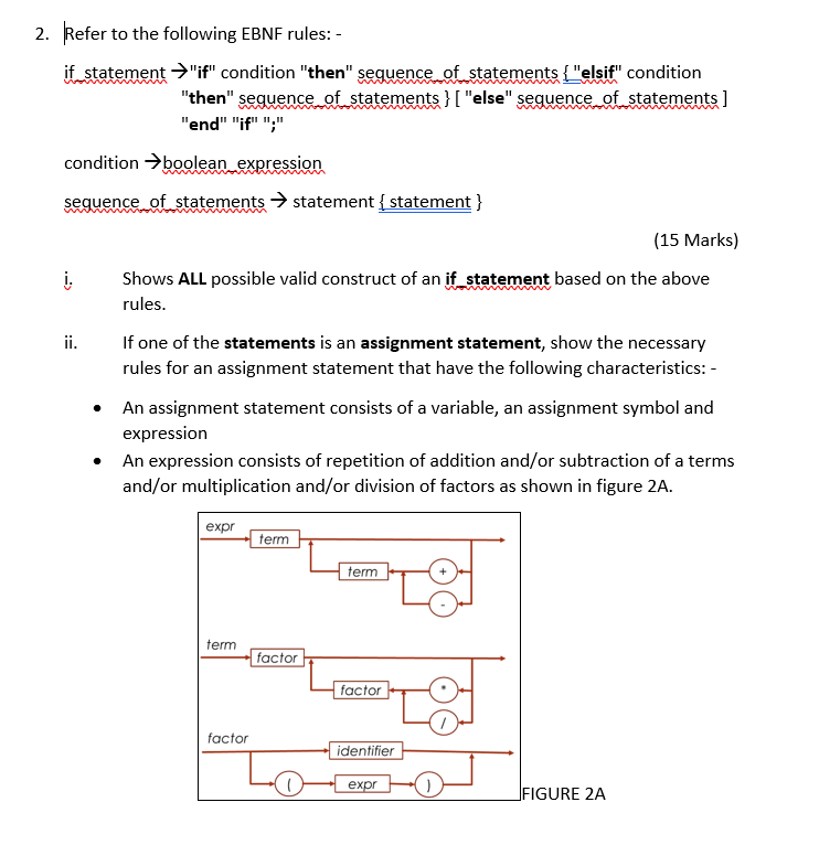I shows all possible valid construct of an if statement based on the 