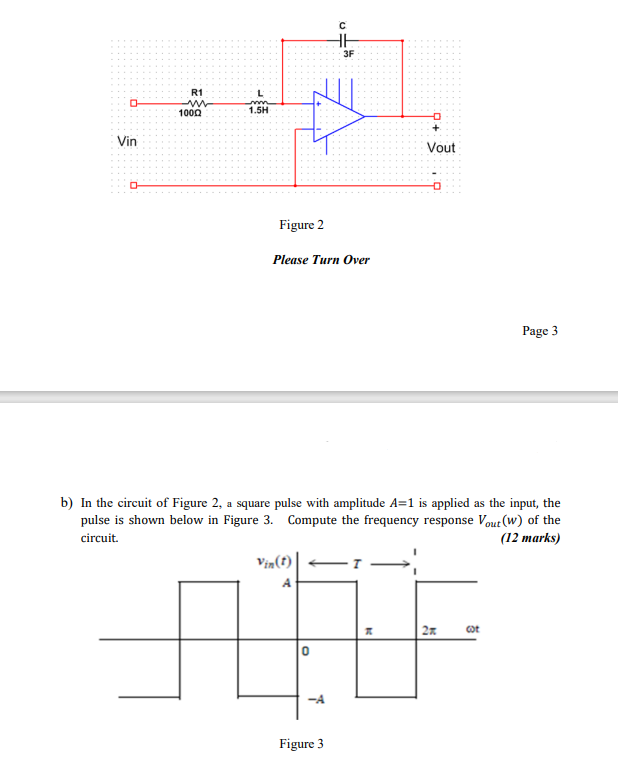 Please Turn Over Page 3 B In The Circuit Of Figure 2 A Square Pulse With Amplitude A 1 Is Applied As The Input The Pu 1