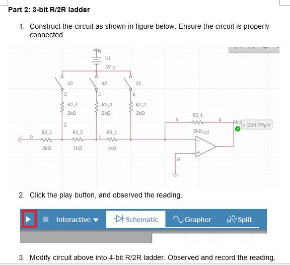 Lab 3 25 Marks Title Dac Simulation By Using Binary Weighted Resistor And R 2r Ladder Objective To Construct And Ana 6