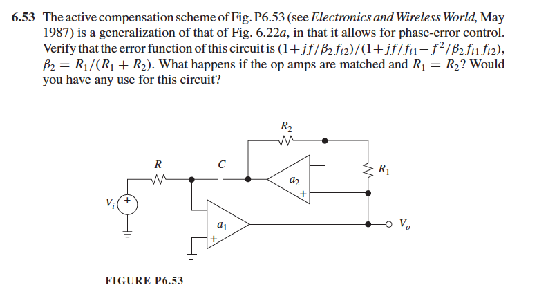 53 The Active Compensation Scheme Of Fig P6 53 See Electronics And Wireless World May 1987 Is A Generalization Of Th 1