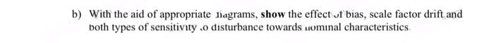 B With The Aid Of Appropriate Liagrams Show The Effect Ut Bias Scale Factor Drift And Both Types Of Sensitivity O Di 1