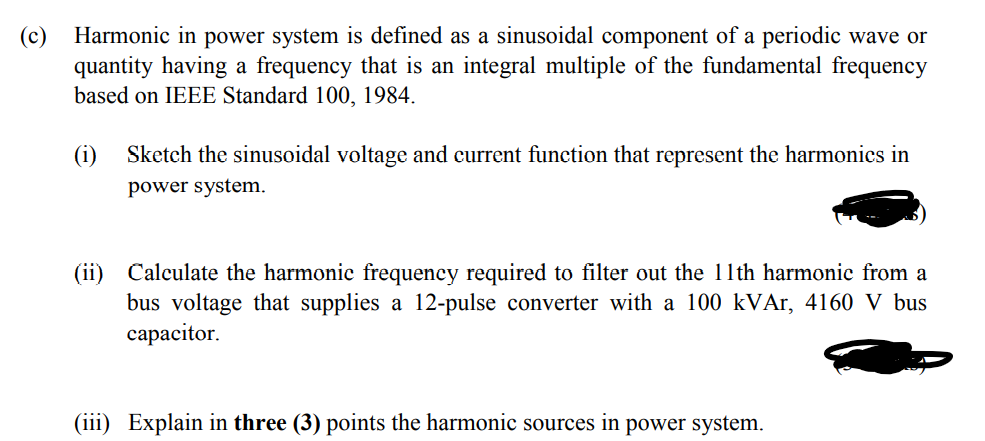 Harmonic In Power System Is Defined As A Sinusoidal Component Of A Periodic Wave Or Quantity Having A Frequency That Is 1