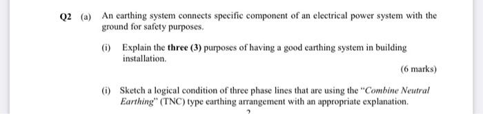 A An Earthing System Connects Specific Component Of An Electrical Power System With The Ground For Safety Purposes I 1