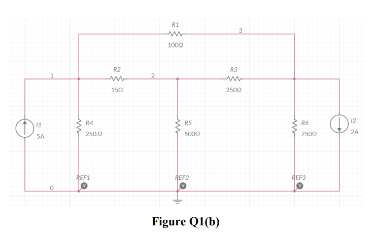 Figure Q1 B Using Nodal Analysis Determine The Voltage Value Of Nodes V1 V2 V3 And The Power Consumption Of R3 And R 1