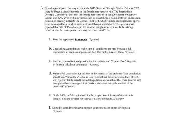 3 Females Participated In Every Event At The 2012 Summer Olympic Games Prior To 2012 There Had Been A Steady Increase 2