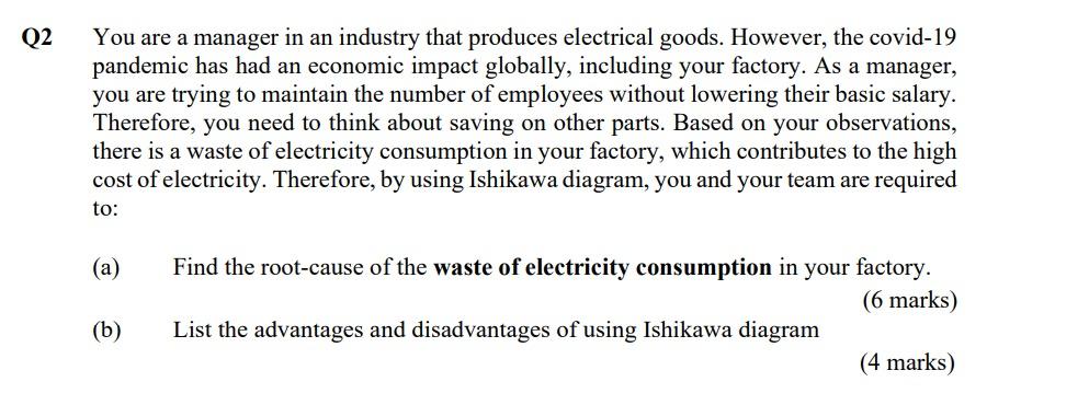 You Are A Manager In An Industry That Produces Electrical Goods However The Covid 19 Pandemic Has Had An Economic Impa 1