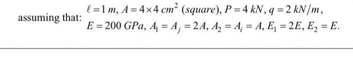 Assuming That L 1 M A 4 4 Cm2 Square P 4kn Q 2kn Me 200gpa A1 Aj 2a A2 Ai A E1 2e E2 E X L 2 1