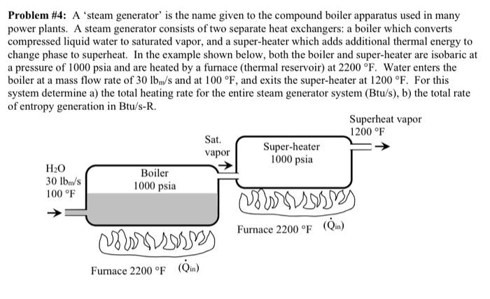 Problem 4 A Steam Generator Is The Name Given To The Compound Boiler Apparatus Used In Many Power Plants A Steam Ge 1