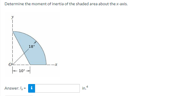 Determine The Moment Of Inertia Of The Shaded Area About The X Axis Answer Ix In 4 1