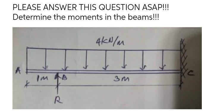Please Answer This Question Asap Determine The Moments In The Beams 1