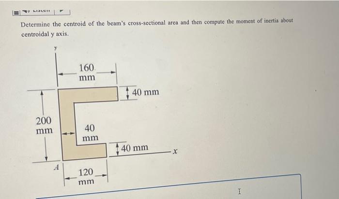19 Ldlce Determine The Centroid Of The Beam S Cross Sectional Area And Then Compute The Moment Of Inertia About Centroid 1