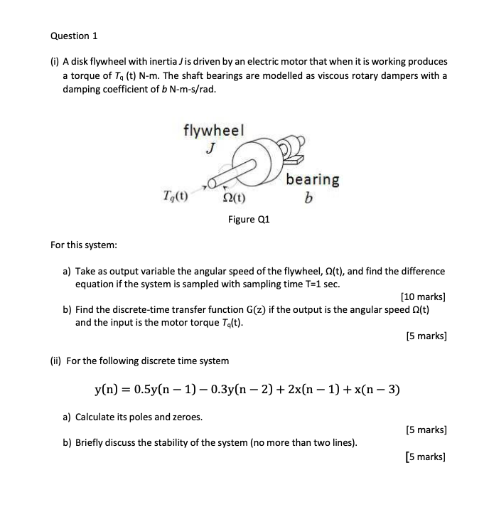 I A Disk Flywheel With Inertia J Is Driven By An Electric Motor That When It Is Working Produces A Torque Of Tq T N M 1