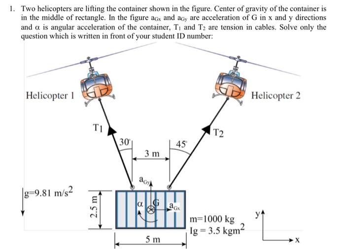 Two Helicopters Are Lifting The Container Shown In The Figure Center Of Gravity Of The Container Is In The Middle Of Re 1
