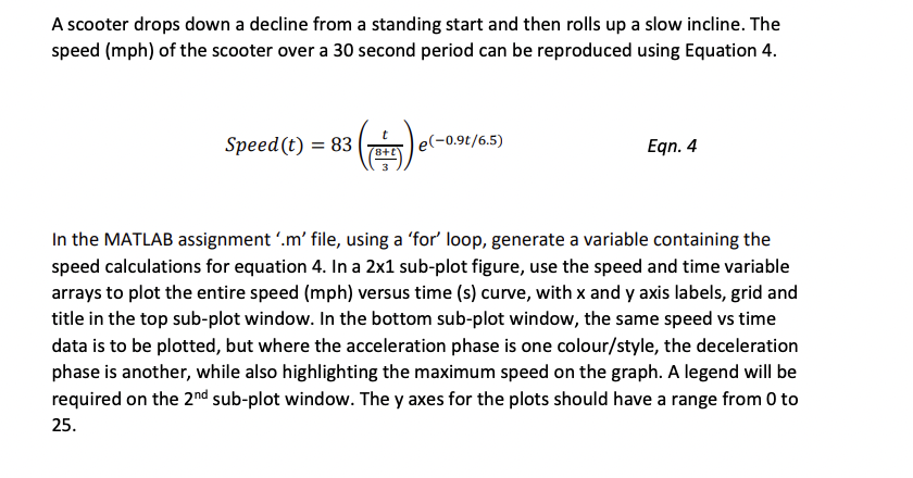 A Scooter Drops Down A Decline From A Standing Start And Then Rolls Up A Slow Incline The Speed Mph Of The Scooter Ov 1