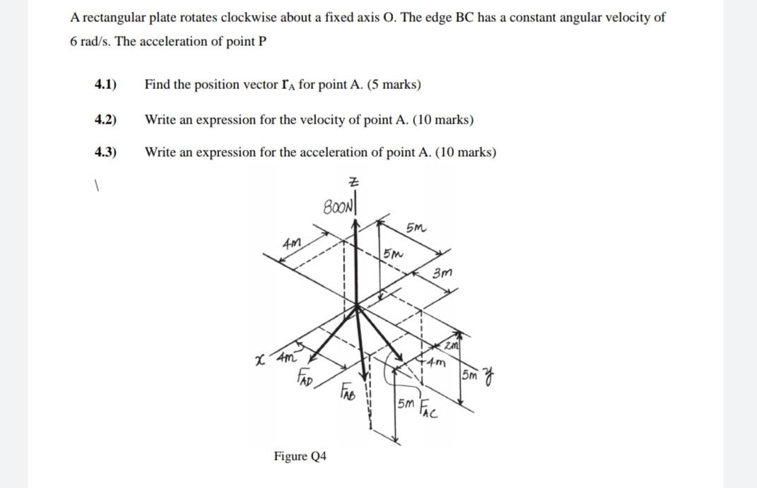 A Rectangular Plate Rotates Clockwise About A Fixed Axis O The Edge Bc Has A Constant Angular Velocity Of 6rad S The A 1