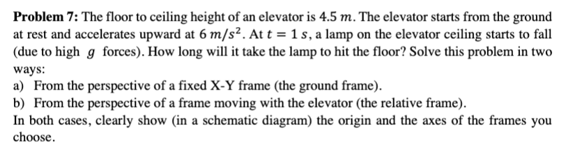 Problem 7 The Floor To Ceiling Height Of An Elevator Is 4 5 M The Elevator Starts From The Ground At Rest And Accelera 1